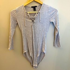 Forever 21 nude lace up bodysuit